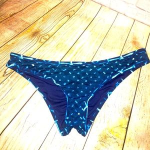 Lucky Reversible Bikini Bottoms Blue and White